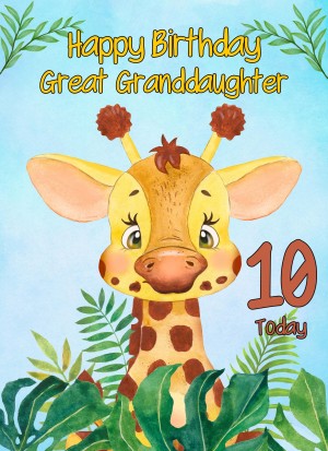 10th Birthday Card for Great Granddaughter (Giraffe)
