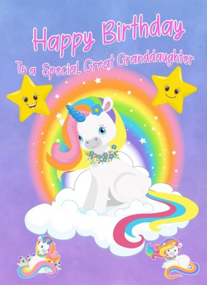 Birthday Card For Great Granddaughter (Unicorn, Purple)