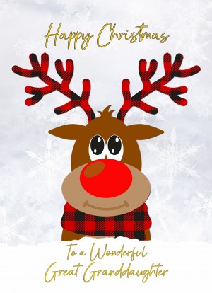 Christmas Card For Great Granddaughter (Reindeer Cartoon)