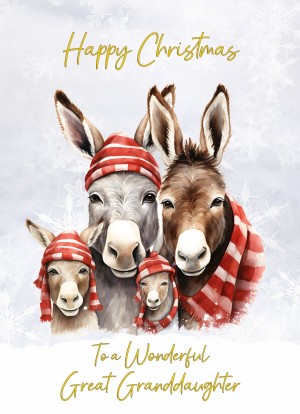 Christmas Card For Great Granddaughter (Donkey Family Art)