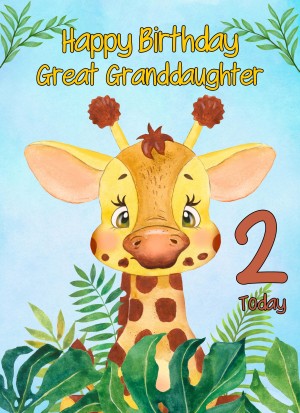 2nd Birthday Card for Great Granddaughter (Giraffe)