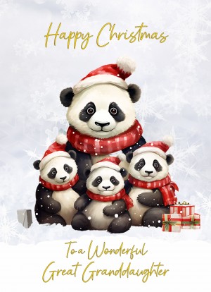 Christmas Card For Great Granddaughter (Panda Bear Family Art)