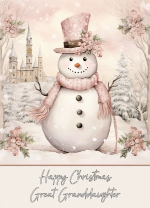 Snowman Art Christmas Card For Great Granddaughter (Design 2)