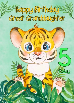 5th Birthday Card for Great Granddaughter (Tiger)