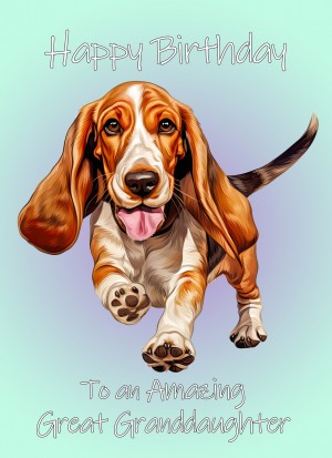 Basset Hound Dog Birthday Card For Great Granddaughter