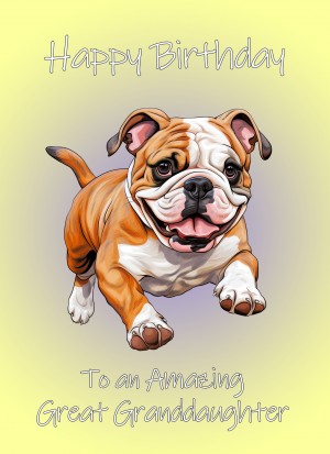 Bulldog Dog Birthday Card For Great Granddaughter