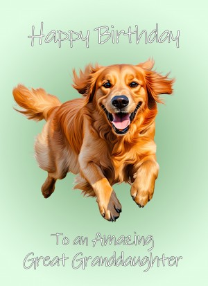 Golden Retriever Dog Birthday Card For Great Granddaughter