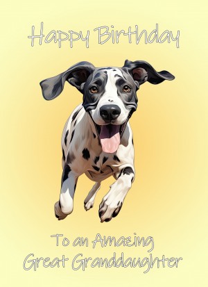 Great Dane Dog Birthday Card For Great Granddaughter