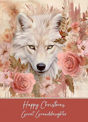 Christmas Card For Great Granddaughter (Wolf Art, Design 1)