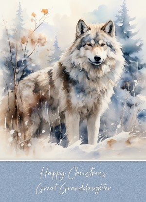 Christmas Card For Great Granddaughter (Fantasy Wolf Art)
