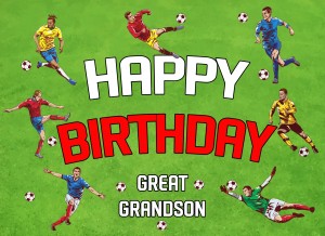 Football Birthday Card For Great Grandson (Landscape)