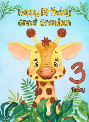3rd Birthday Card for Great Grandson (Giraffe)