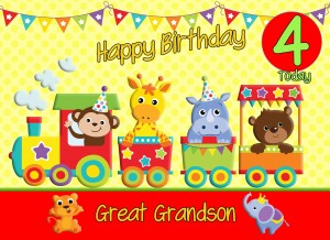 4th Birthday Card for Great Grandson (Train Yellow)
