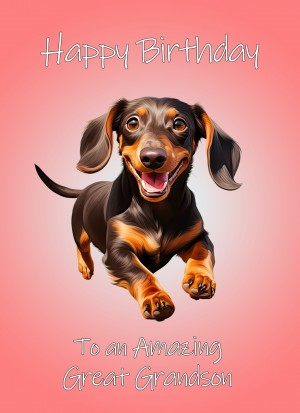 Dachshund Dog Birthday Card For Great Grandson