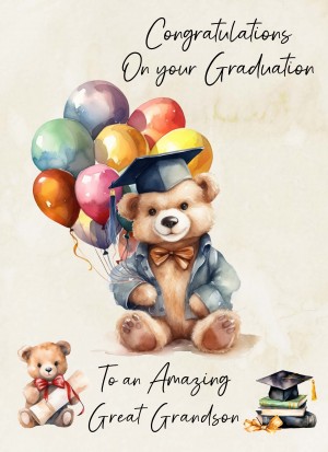 Graduation Passing Exams Congratulations Card For Great Grandson (Design 1)