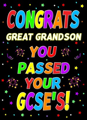Congratulations GCSE Passing Exams Card For Great Grandson (Design 1)