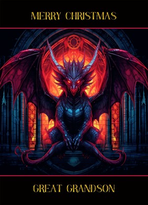 Gothic Fantasy Dragon Christmas Card For Great Grandson (Design 3)