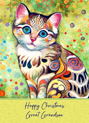Christmas Card For Great Grandson (Cat Art Painting)
