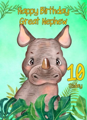 10th Birthday Card for Great Nephew (Rhino)