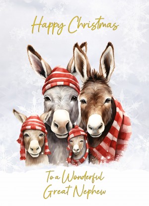 Christmas Card For Great Nephew (Donkey Family Art)
