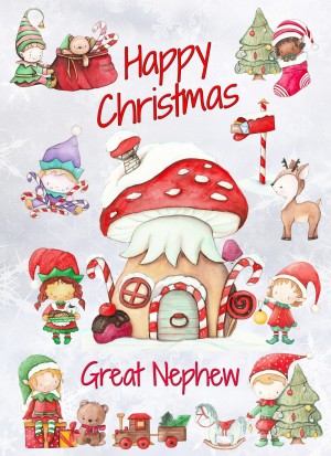 Christmas Card For Great Nephew (Elf, White)