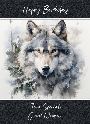 Birthday Card For Great Nephew (Fantasy Wolf Art, Design 2)