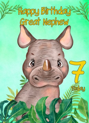 7th Birthday Card for Great Nephew (Rhino)