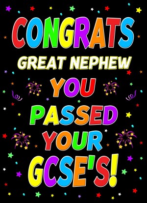 Congratulations GCSE Passing Exams Card For Great Nephew (Design 1)