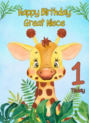 1st Birthday Card for Great Niece (Giraffe)