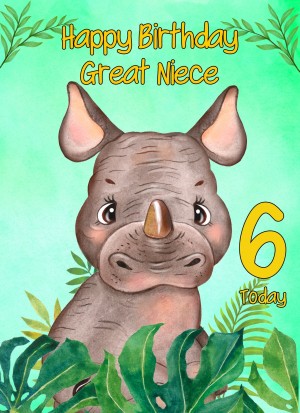 6th Birthday Card for Great Niece (Rhino)