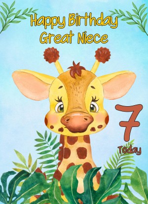 7th Birthday Card for Great Niece (Giraffe)