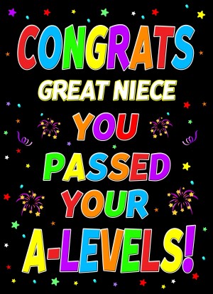 Congratulations A Levels Passing Exams Card For Great Niece (Design 1)