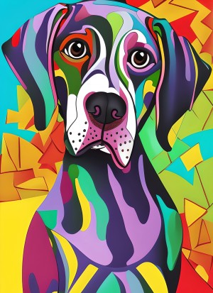 German Short Haired Pointer Dog Colourful Abstract Art Blank Greeting Card