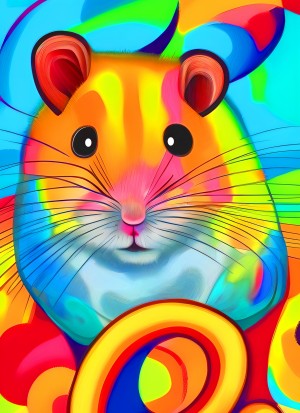 Hamster Animal Colourful Abstract Art Blank Greeting Card