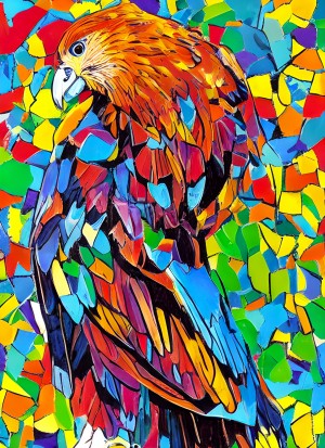 Hawk Animal Colourful Abstract Art Blank Greeting Card