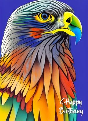 Hawk Animal Colourful Abstract Art Birthday Card