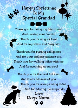Personalised From The Dog Verse Poem Christmas Card (Special Grandad, Snowflake, Happy Christmas)