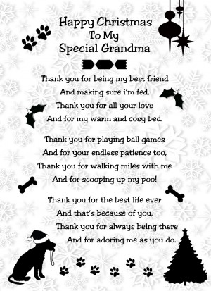 From The Dog Verse Poem Christmas Card (Special Grandma, White, Happy Christmas)