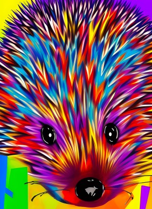 Hedgehog Animal Colourful Abstract Art Blank Greeting Card