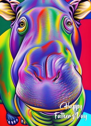 Hippo Animal Colourful Abstract Art Fathers Day Card