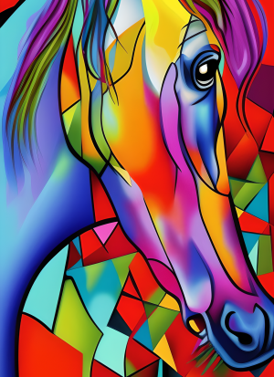 Horse Animal Colourful Abstract Art Blank Greeting Card