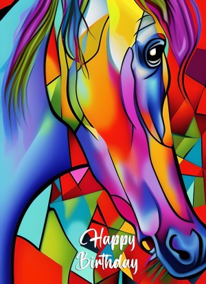 Horse Animal Colourful Abstract Art Birthday Card