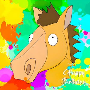 Horse Splash Art Cartoon Square Birthday Card