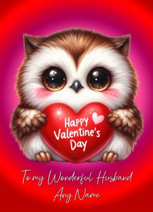 Personalised Valentines Day Card for Husband (Owl)