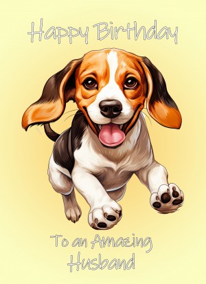 Beagle Dog Birthday Card For Husband