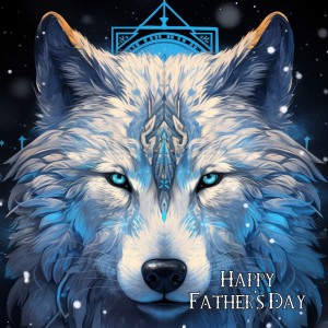 Tribal Wolf Art Fathers Day Square Card (Design 2)