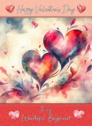 Valentines Day Card for Boyfriend (Heart Art, Design 1)