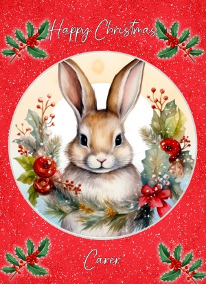 Christmas Card For Carer (Globe, Rabbit)