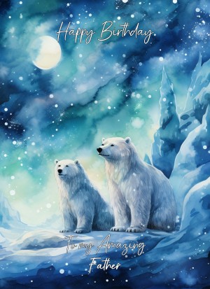 Polar Bear Art Birthday Card For Father (Design 2)