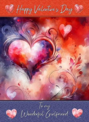Valentines Day Card for Girlfriend (Heart Art, Design 3)